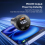 ESSAGER ES-CC25 auto punjač sa zaslonom i portovima 2x USB-C / USB-A - 108W - tamno siva