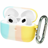 Višebojni silikonski omot sa karabinjerom za AirPods 3 - pastel