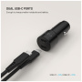 FIXED auto punjač s priključcima 2x USB-C - 65W - crni