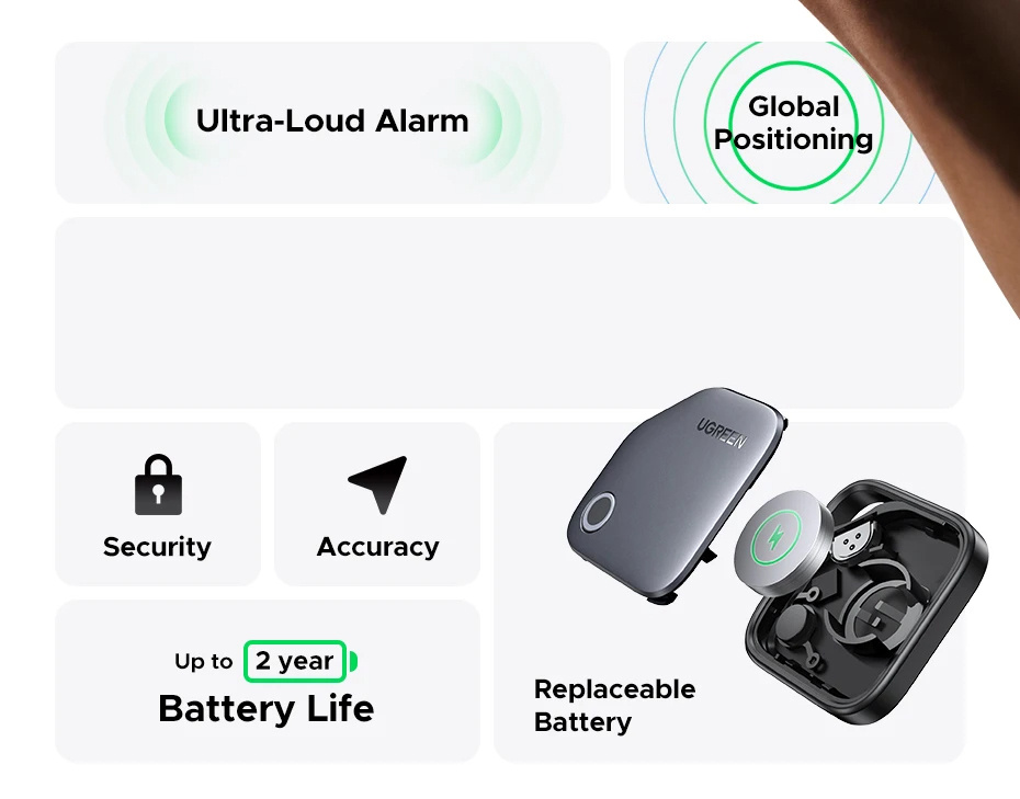 UGREEN CM816 smart lokator s podrškom za Find My - tamnosivi