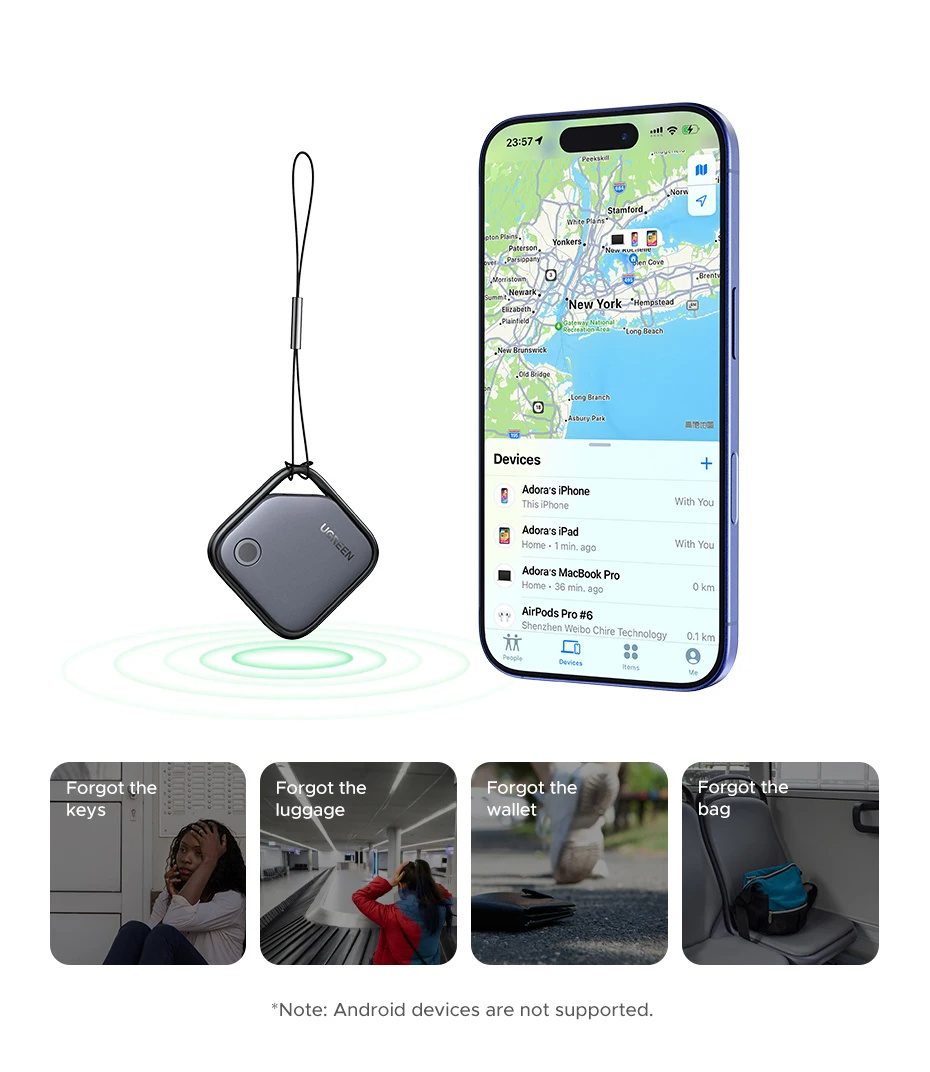 UGREEN CM816 smart lokator s podrškom za Find My - tamnosivi
