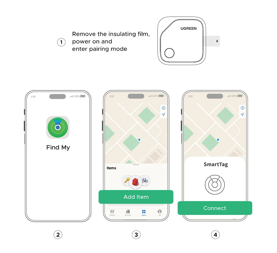 UGREEN CM816 smart lokator s podrškom za Find My - tamnosivi