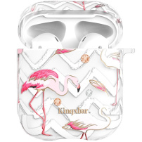 Kingxbar proziran omot s kamenčićima za AirPods 1 / 2 - valovi i flamingosi