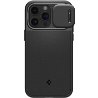 Spigen Optik Armor MagFit otporna maska sa pomičnim poklopcem za kameru i MagSafe za iPhone 15 Pro Max - crni