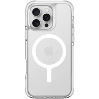 UNIQ Combat Luminous MagClick Case s okvirom koji svijetli u tami i MagSafe za iPhone 16 Pro Max - prozirna