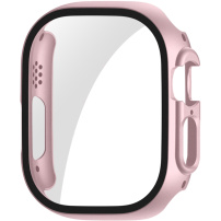 ENKAY futrola sa metalnim efektom i kaljenim staklom za Apple Watch Ultra 49mm - ružičasto