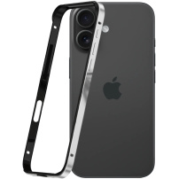 Zaštitni okvir za iPhone 16 - crno-srebrni