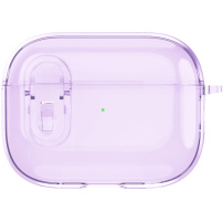 Prozirna torbica s kopčom i karabinerom za AirPods Pro - ljubičasta