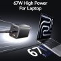 USAMS CC265 GaN adapter za brzo punjenje s portovima 2x USB-C / USB-A - 67W - bijeli