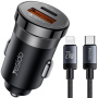 Yesido Y73 set auto punjača s portovima USB-C / USB-A i kabela USB-C na Lightning - 30W - 1 m - crna