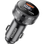 ESSAGER ES-CC25 auto punjač sa zaslonom i portovima 2x USB-C / USB-A - 108W - tamno siva