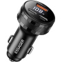 ESSAGER ES-CC25 auto punjač sa zaslonom i priključcima 2x USB-C / USB-A - 108W - crni