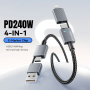 ESSAGER 2u1 pleteni kabel za punjenje i prijenos podataka - USB-C / USB-A na USB-C / Lightning - 2 m - sivi