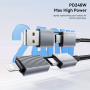 ESSAGER 2u1 pleteni kabel za punjenje i prijenos podataka - USB-C / USB-A na USB-C / Lightning - 2 m - sivi