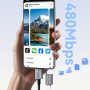 ESSAGER 2u1 pleteni kabel za punjenje i prijenos podataka - USB-C / USB-A na USB-C / Lightning - 2 m - sivi