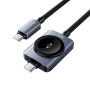 ESSAGER 2u1 univerzalni pleteni kabel za punjenje - USB-C na magnetski disk / USB-C - 1 m - crni