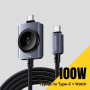 ESSAGER 2u1 univerzalni pleteni kabel za punjenje - USB-C na magnetski disk / USB-C - 1 m - crni