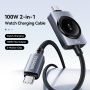 ESSAGER 2u1 univerzalni pleteni kabel za punjenje - USB-C na magnetski disk / USB-C - 1 m - crni