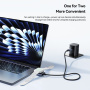 ESSAGER 2u1 univerzalni pleteni kabel za punjenje - USB-C na magnetski disk / USB-C - 1 m - crni