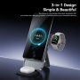 ESSAGER ES-WC09 sklopivi magnetski bežični stalak za iPhone / Apple Watch / AirPods - 15W - sivi