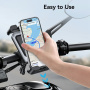 USAMS ZJ082 držač za bicikl i motocikl za upravljač i retrovizor za iPhone - crno-srebrni