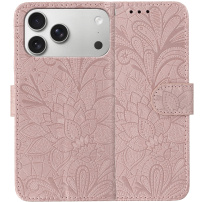 Preklopna futrola s uzorkom čipke za iPhone 17 Pro Max - ružičasta