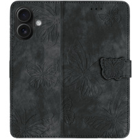Preklopna futrola s uzorkom leptira za iPhone 16 Plus - tamnosiva
