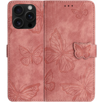 Preklopna futrola s uzorkom leptira za iPhone 16 Pro Max - ružičasta