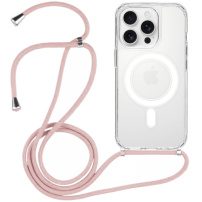 Prozirna maskica s vezicom i MagSafe za iPhone 16 Pro Max - ružičasta