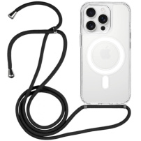 Prozirna maskica s vezicom i MagSafe za iPhone 16 Pro Max - crni