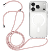 Prozirna maskica s vezicom i MagSafe za iPhone 17 Pro Max - ružičasta