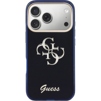 Guess IML 4G Script Metal Logo maskica za iPhone 17 Pro Max - tamnoplava