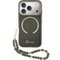 Guess IML Glitter Script Strap maskica s MagSafe i remenom za iPhone 17 Pro Max - siva