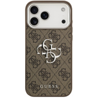 Guess 4G Silver Metal Logo maskica za iPhone 17 Pro Max - smeđa