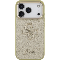 Guess Fixed Glitter 4G Metal Frame svjetlucava maskica za iPhone 17 Pro - zlatna