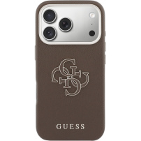 Guess Resin Logo maskica za iPhone 17 Pro Max - smeđa