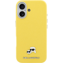 Karl Lagerfeld Karl and Choupette Heads Pins maska od PU kože s MagSafe za iPhone 17 - žuta