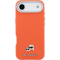 Karl Lagerfeld Karl and Choupette Heads Pins maskica od PU kože s MagSafe za iPhone Air - narančasta
