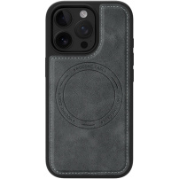 Zaštitna maskica od PU kože s MagSafe za iPhone 13 Pro Max - siva