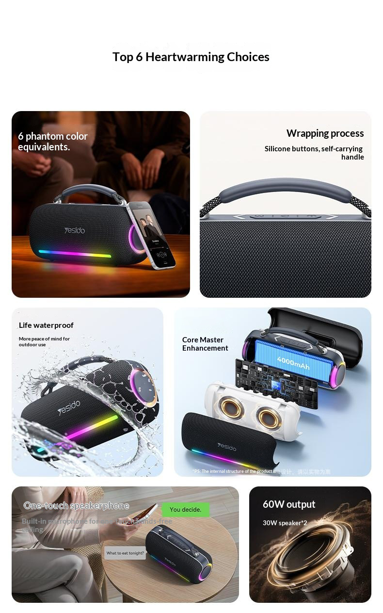 Yesido YSW43 bežični Bluetooth zvučnik s pozadinskim osvjetljenjem - crni