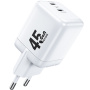 WEKOME WP-U47 GaN punjač za mobitel za brzo punjenje s portovima 2x USB-C - 45W - bijeli
