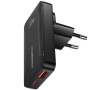 ESSAGER ES-CD61 GaN ultratanki punjač za mobitel za brzo punjenje s priključcima USB-C / USB-A - 33W - crni