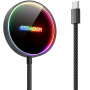 ESSAGER ES-WC17 bežični MagSafe punjač s pozadinskim osvjetljenjem za iPhone / AirPods - 15W - crni