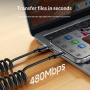 Yesido CA205 rastezljivi kabel za punjenje i podatkovni kabel - USB-C na USB-C - 1,2 m - crni
