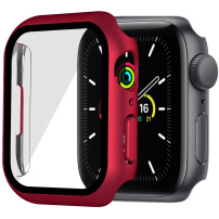 Mat zaštitna futrola sa kaljenim staklom za Apple Watch 41mm - crveno