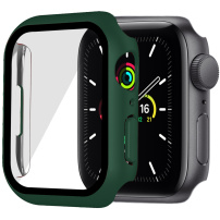 Mat zaštitna futrola sa kaljenim staklom za Apple Watch 41mm - maslinasto