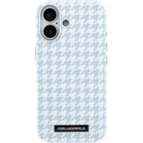 Karl Lagerfeld Houndstooth Resin Plate maska s MagSafe za iPhone 17 - plavo-bijela