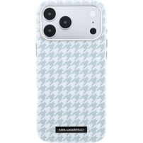 Karl Lagerfeld Houndstooth Resin Plate maska s MagSafe za iPhone 17 Pro Max - plavo-bijela