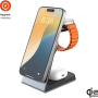 FIXED MagPowerstation Alu 3v1 magnetski bežični stalak za iPhone / Apple Watch / AirPods - 25W - sivi