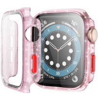 Zaštitna blještava futrola s kaljenim staklom za Apple Watch 42mm - ružičasto